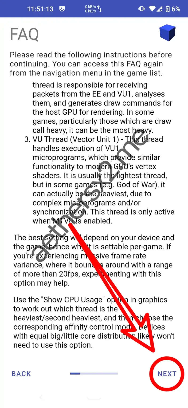 Step 2 AetherSX2 Installation - FAQ Screen