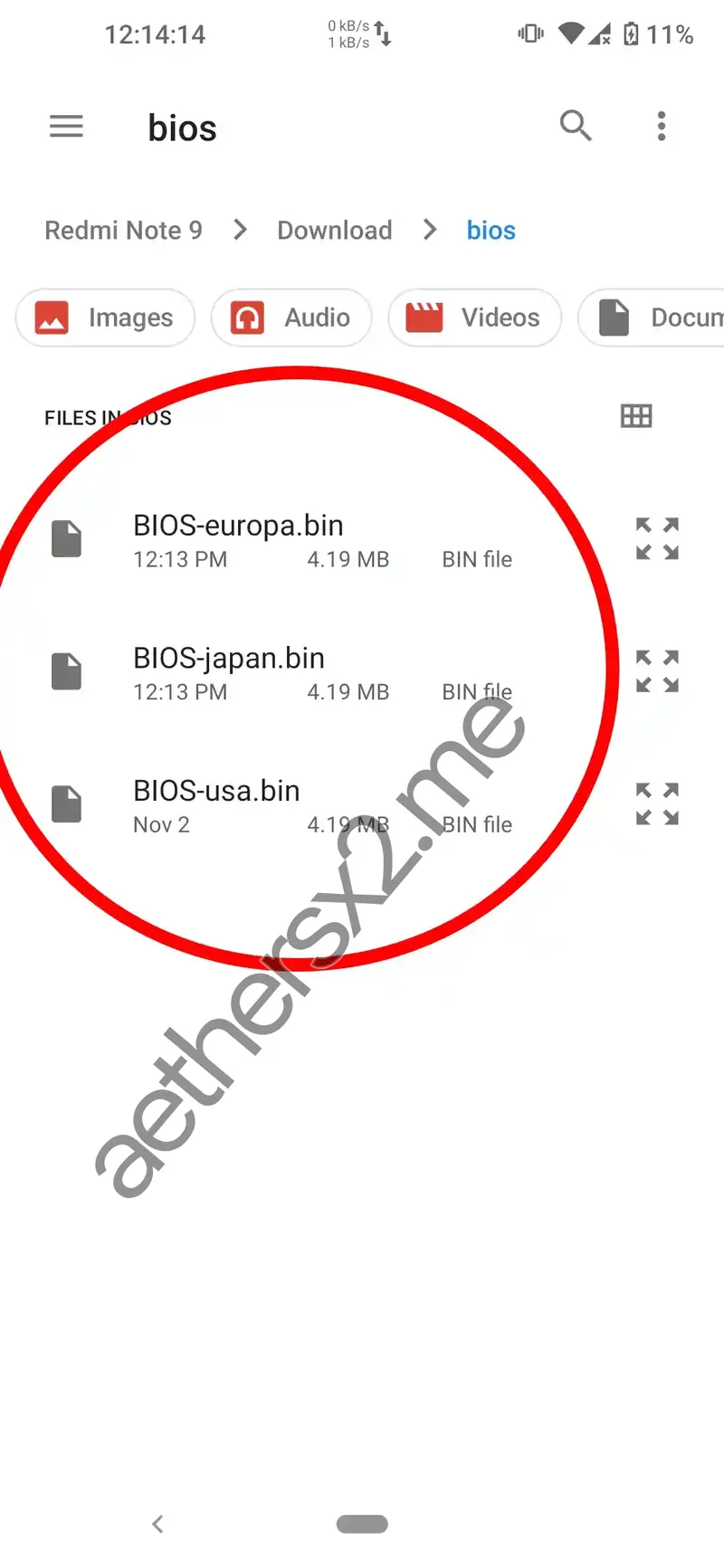 Step 5 AetherSX2 Installation - Select BIOS file from storage
