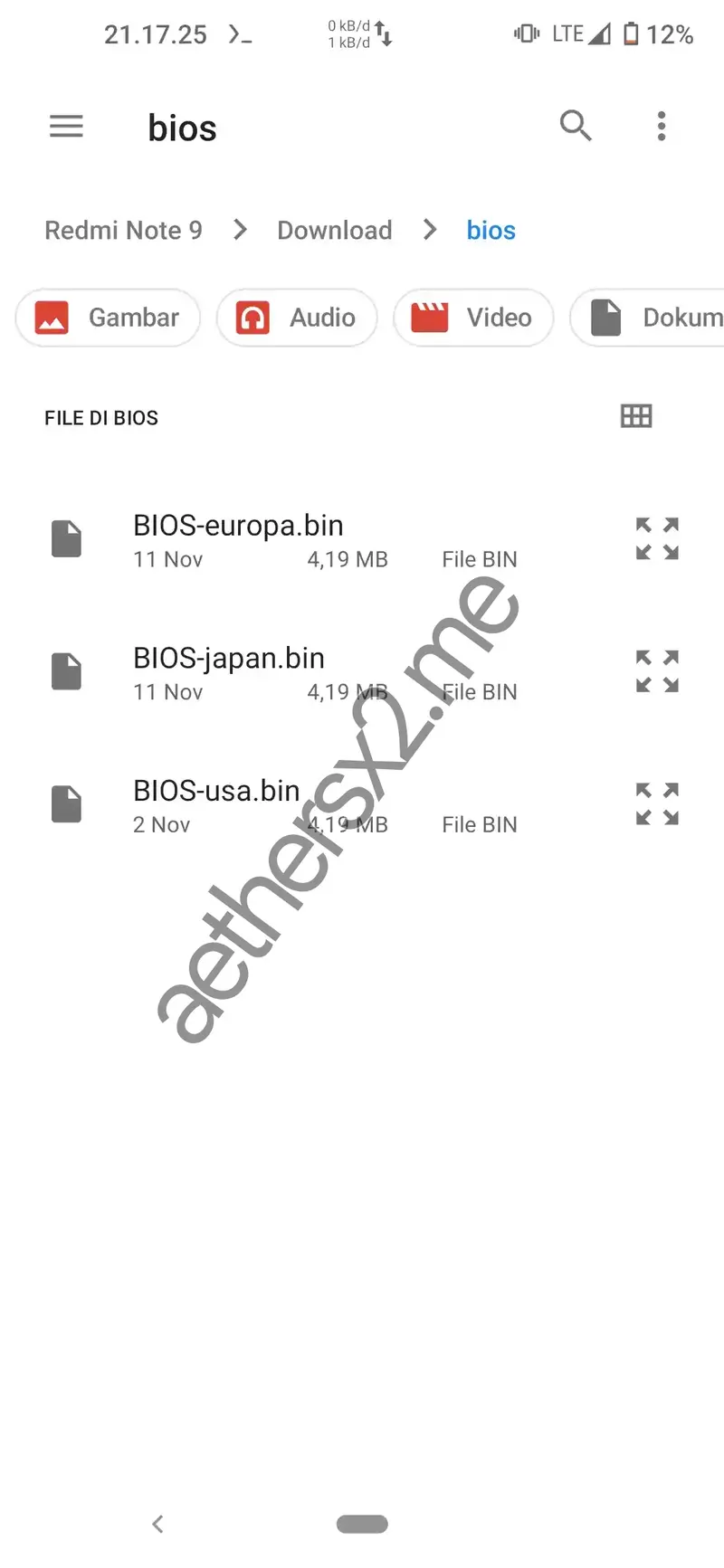 Langkah 5 Instalasi AetherSX2 - Pilih File BIOS dari Penyimpanan