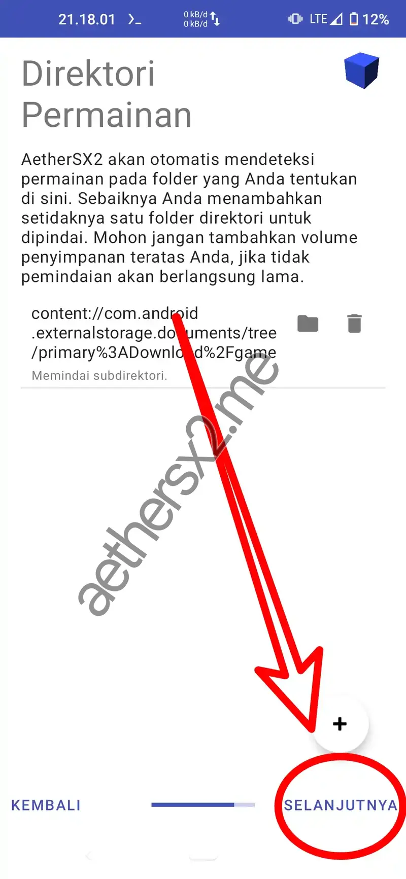 Langkah 10 Instalasi AetherSX2 - Konfirmasi Direktori Game